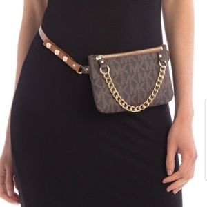 NEW Michael Kors Signature Logo Chain Belt Bag